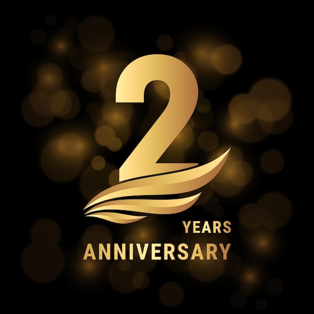 2 Years anniversary logo Template design with gold color for poster banners brochures magazines web booklets invitations or greeting cards Vector illustration