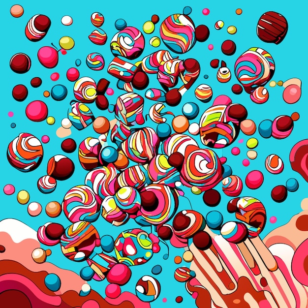 20 bonbons falling vector illustration