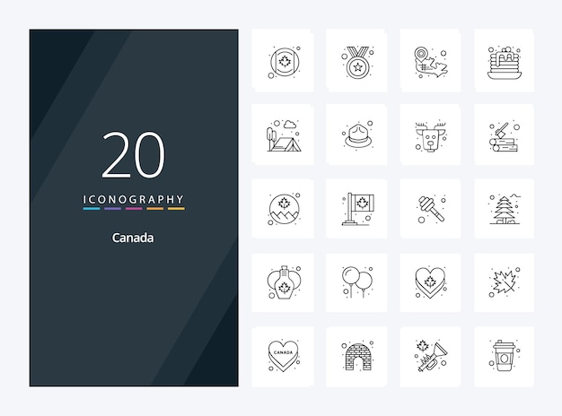 20 Canada Outline icon for presentation