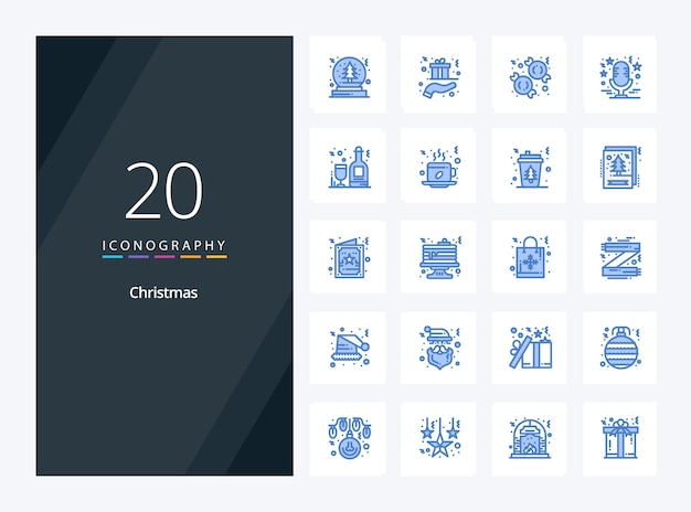 20 Christmas Blue Color icon for presentation