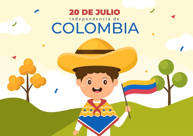 20 De Julio independencia De Colombia Cartoon Illustration