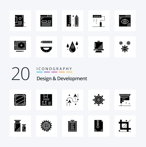 20 Design Development Solid Glyph icon Pack like design cartridge development programing development