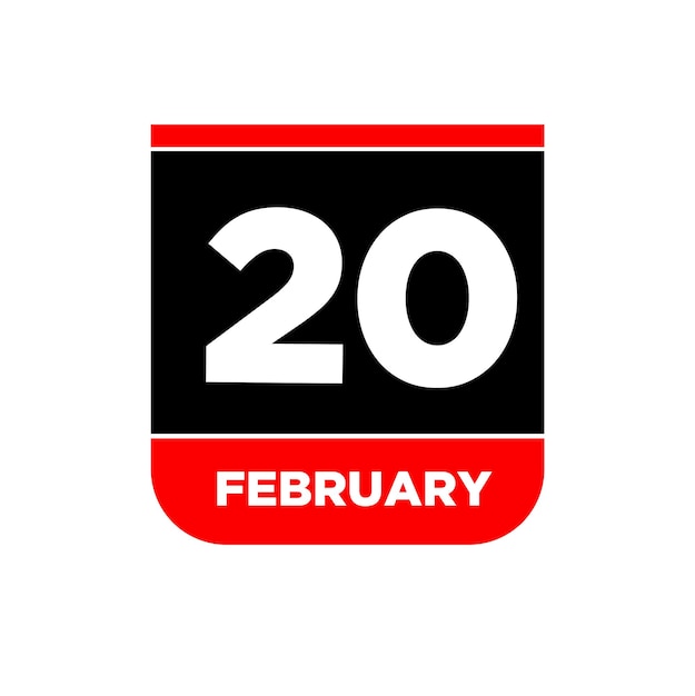 20 feb calendar day vector icon