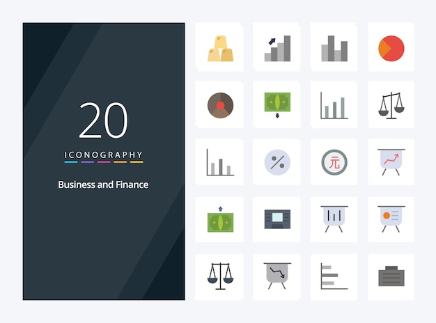 20 Finance Flat Color icon for presentation