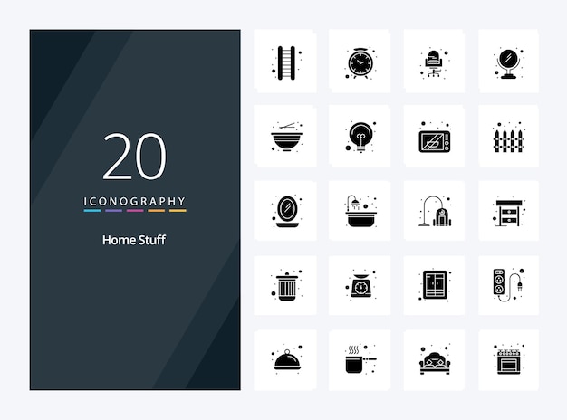 20 Home Stuff Solid Glyph icon for presentation