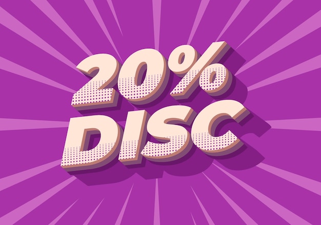 20 percent discount Text effect in 3D look and good colors