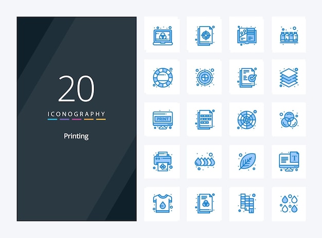 20 Printing Blue Color icon for presentation Vector icons illustration