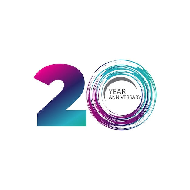 Vector 20 years anniversary celebration color vector template design illustration