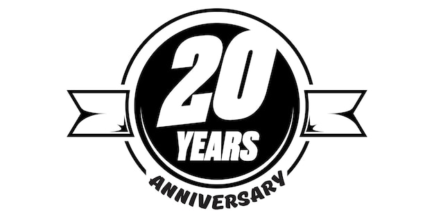 20 years anniversary emblem. anniversary badge or label.