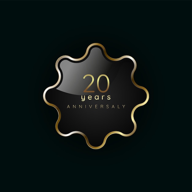 Vector 20 years anniversary luxury gold element button symbol golden button and premium banner on dark