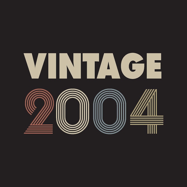 2004 vintage retro t shirt design vector black background