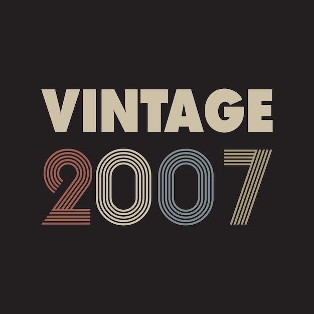 2007 vintage retro t shirt design vector black background