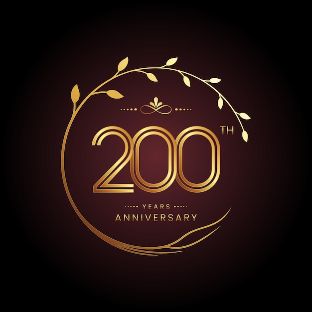 200th anniversary logo design with a golden number and circular tree concept