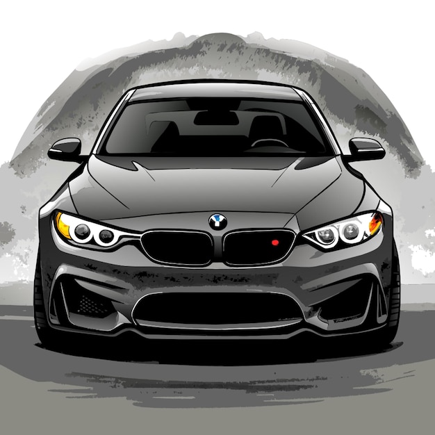 Vector a 2016 bmw m4 front car ultra black vector illustration