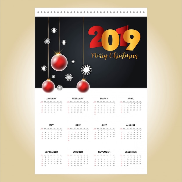 2019 christmas calendar design vector