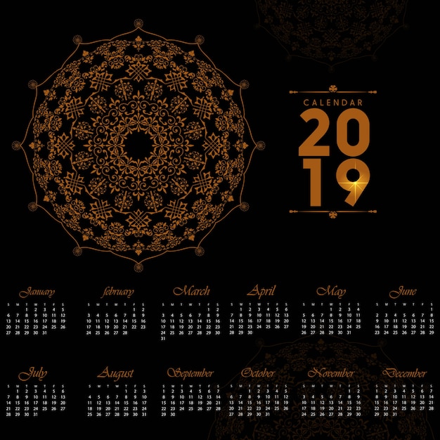 2019 decorative calendar design