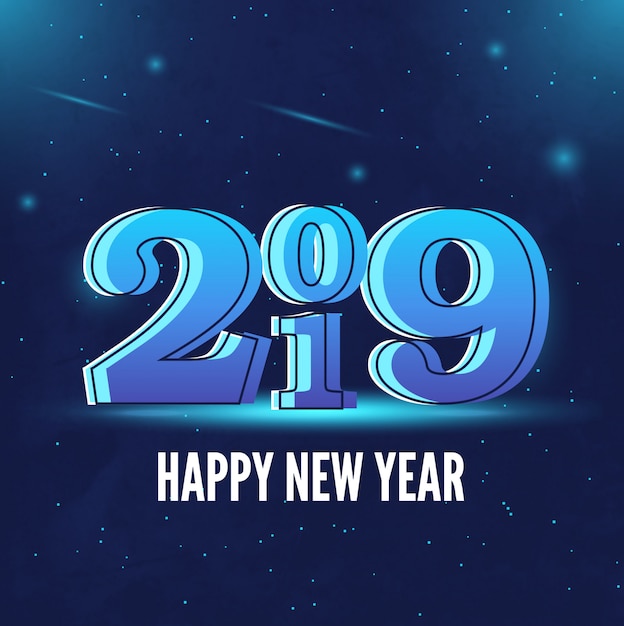 2019 happy new year blue background