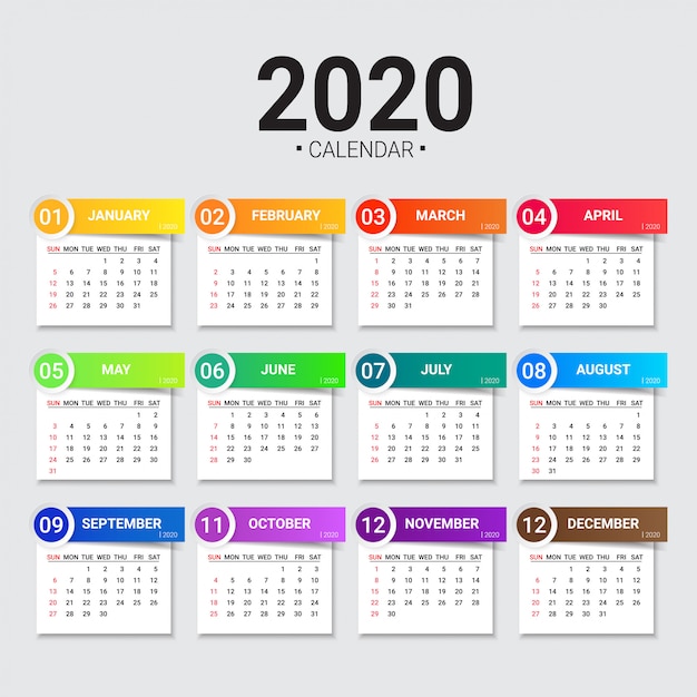 2020 calendar template 