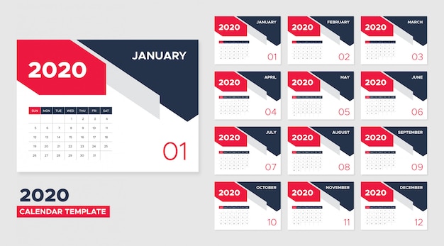 2020 Desk Calendar Template