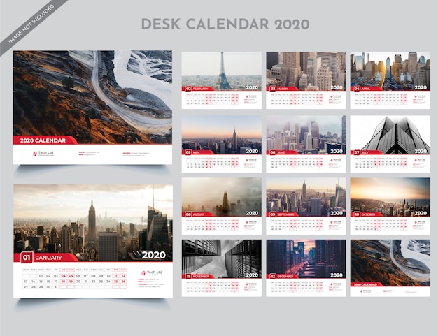 2020 Desk Calendar Template