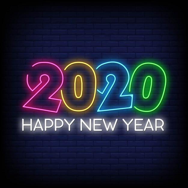 2020 happy new year neon signs style