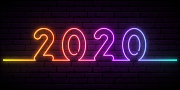 2020 New Year neon effect.