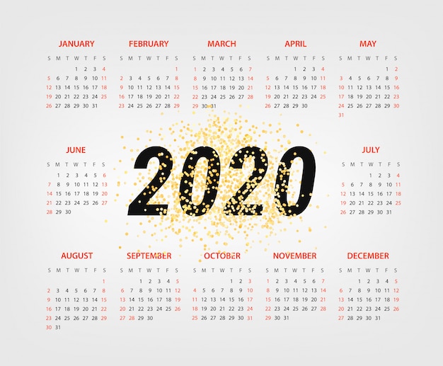 2020 year calendar  