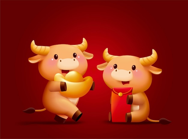 2021 CNY ox animal cartoon elements