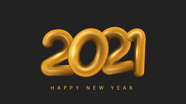 2021 happy new year 3d golden