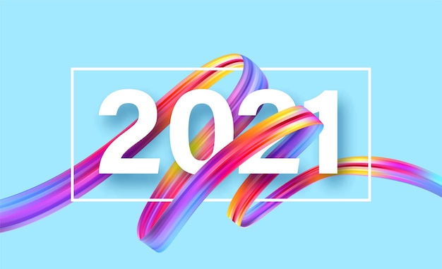 Vector 2021 happy new year color flow background.