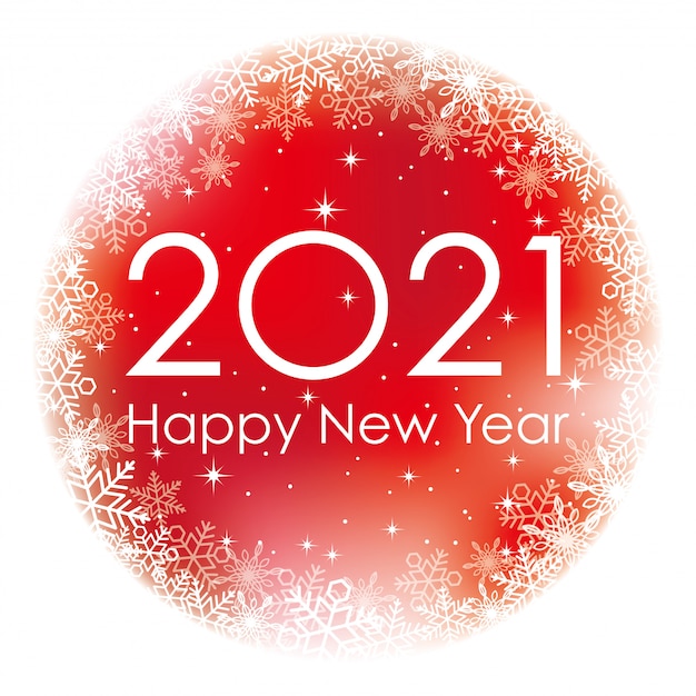 2021 New Year’s  Round Greeting Symbol With Snow Flake