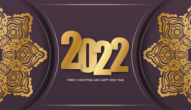 2022 brochure merry christmas burgundy with winter gold ornament