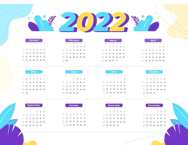 2022 Calendar Vector Design Template