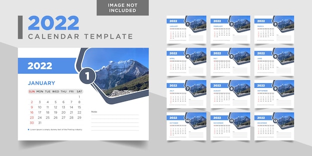 2022 desk calendar design template