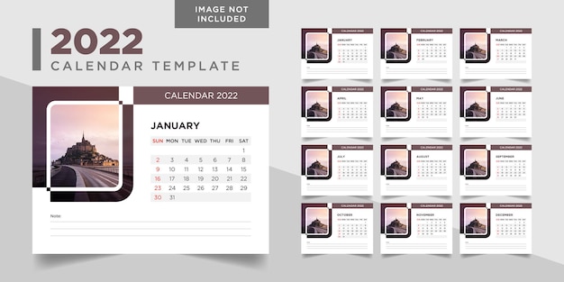 2022 desk calendar design template