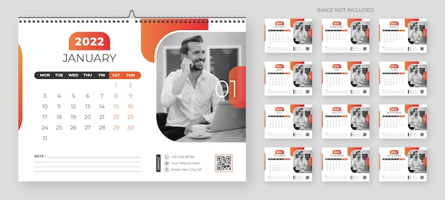 2022 desk calendar template in modern style