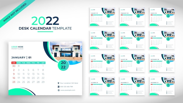 2022 desk calendar template