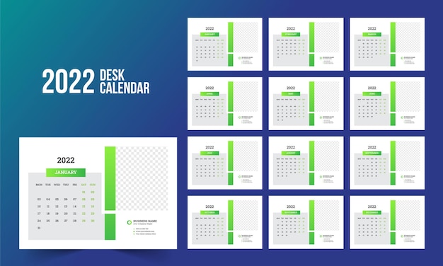 2022 desk calendar template