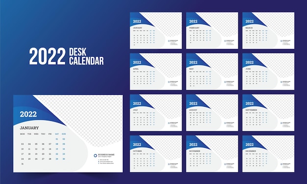 2022 desk calendar template