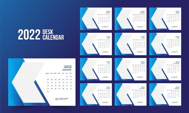 2022 desk calendar template