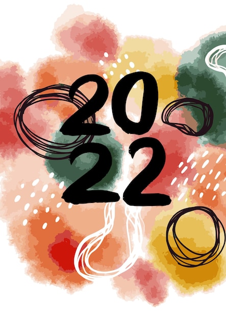 2022 English Calendar. Vector Illustration of Abstact Hand Drawn Background.