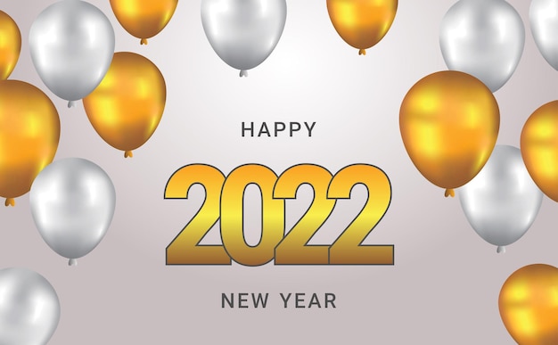 2022 happy new year background with balloons template