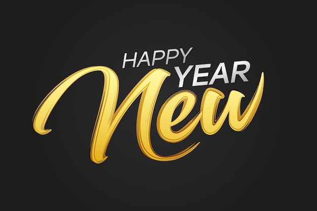 2022 happy new year banner with golden and white text on black background