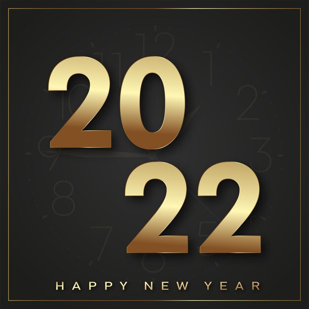 2022 Happy New Year card with elegant minimalistic text. Vector.