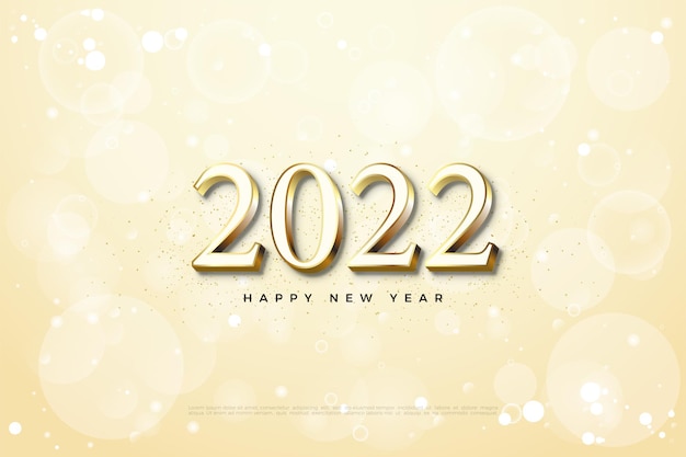 2022 happy new year classic with elegant gold numbers