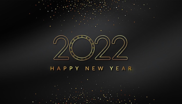 2022 Happy New Year Decoration on Dark Background