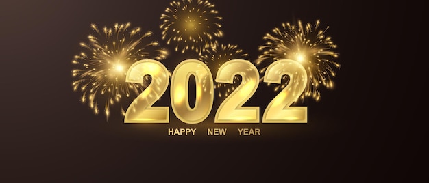 2022 Happy New Year Gold background and christmas themed Celebration party banner and cards.