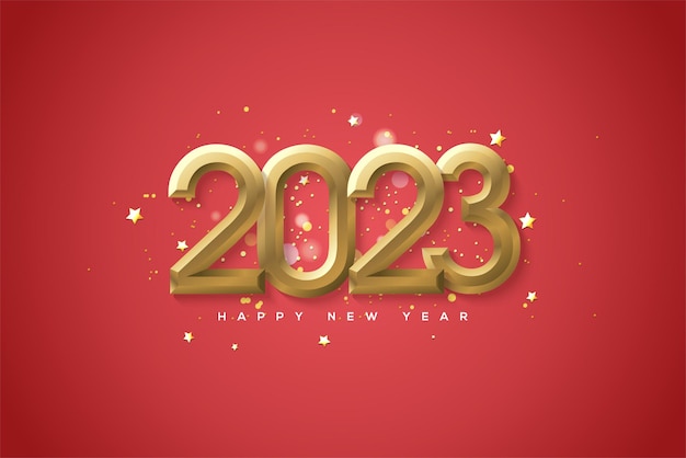 2022 happy new year gold with 3d numbers