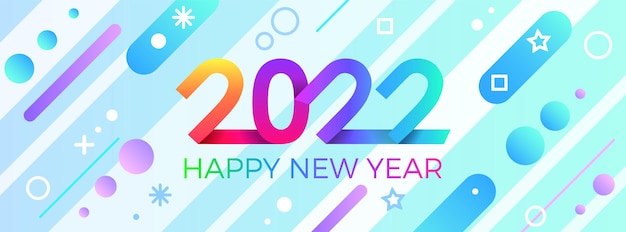 2022 Happy New Year Paper memphis geometric bright style for holidays flyers Happy New Year cards