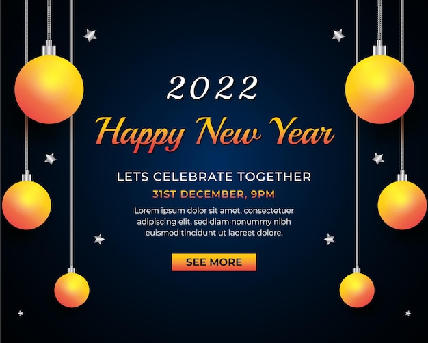 2022 happy new year party celebration gradient and dark luxury background vector design with light